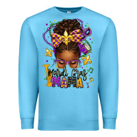 Ocean Blue mardi gras mama afro messy bun Premium Sweatshirt - texasbilliewilder