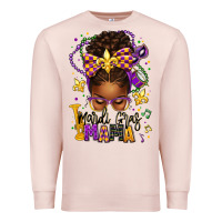 Pale Pink mardi gras mama afro messy bun Premium Sweatshirt - texasbilliewilder