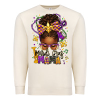 Sandshell mardi gras mama afro messy bun Premium Sweatshirt - texasbilliewilder