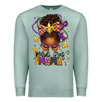 Seafoam mardi gras mama afro messy bun Premium Sweatshirt - texasbilliewilder