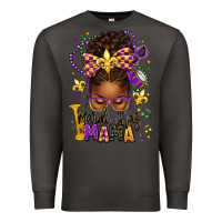 Smoke mardi gras mama afro messy bun Premium Sweatshirt - texasbilliewilder