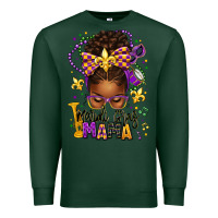 Sports Green mardi gras mama afro messy bun Premium Sweatshirt - texasbilliewilder