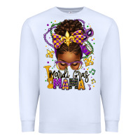 White mardi gras mama afro messy bun Premium Sweatshirt - texasbilliewilder