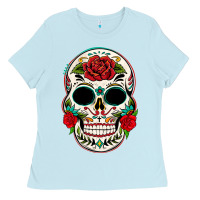 Baby Blue mexican day of the dead Ladies Tee - texasbilliewilder
