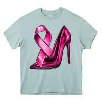 Arona Breast Cancer Ribbon and Heels Heavy Core Tee - texasbilliewilder