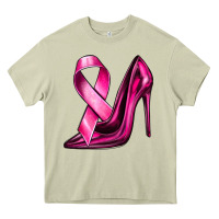 Mossy Breast Cancer Ribbon and Heels Heavy Core Tee - texasbilliewilder