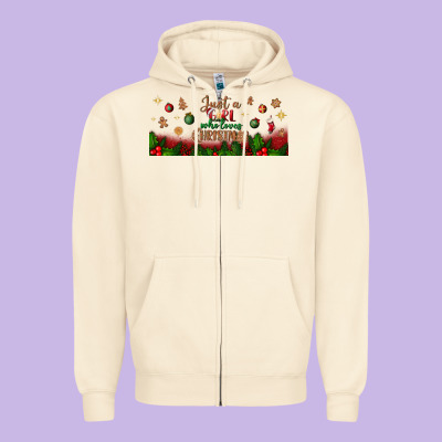 Just A Girl Who Loves Christmas Libbey Glass Zipper Hoodie Designed By Bundleandbundleshop