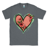 Charcoal Heather Pink Glitter Floral Heart Classic Tee - Jasminsmagicworld