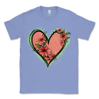 Colony Blue Pink Glitter Floral Heart Classic Tee - Jasminsmagicworld
