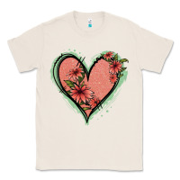 Natural Pink Glitter Floral Heart Classic Tee - Jasminsmagicworld