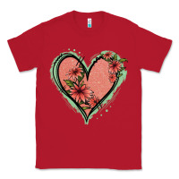 Red Pink Glitter Floral Heart Classic Tee - Jasminsmagicworld