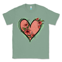 Pink Glitter Floral Heart Classic Tee | Teevron