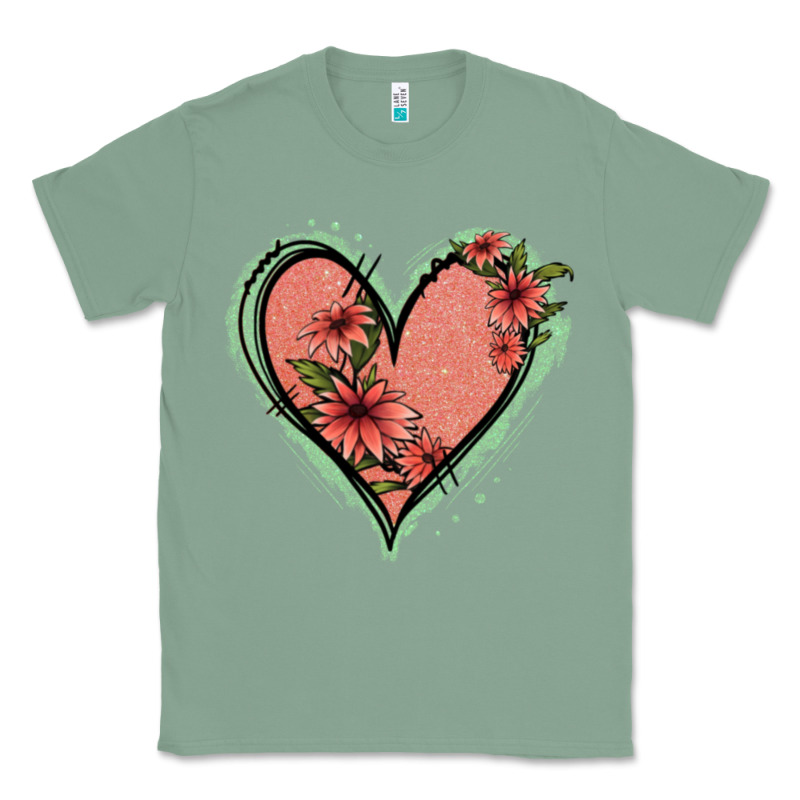 Pink Glitter Floral Heart Classic Tee by Jasminsmagicworld | Teevron