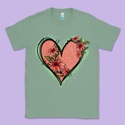Pink Glitter Floral Heart Classic Tee Designed By Jasminsmagicworld