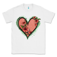 White Pink Glitter Floral Heart Classic Tee - Jasminsmagicworld