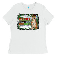 White merry and bright shiba inu Ladies Tee - RanaPortraitStore