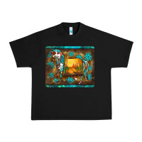 Black western horse sunset turquoise's gemstones mousepad Urban Heavy Tee - BarkalooDesign