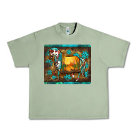 Oil Green western horse sunset turquoise's gemstones mousepad Urban Heavy Tee - BarkalooDesign