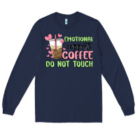 Navy emotional support coffee do not touch Long Sleeve Tee - MaliasSmallBusiness