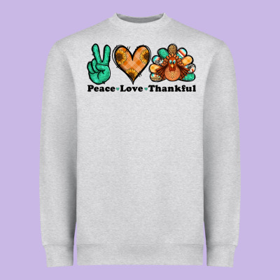 Peace Love Thankful Turkey Heavyweight Sweatshirt Designed By Jasminsmagicworld