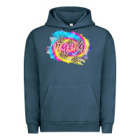 Pigment Midnight Navy Mama Tie dye Leopard Urban Hoodie - CowCowDesign