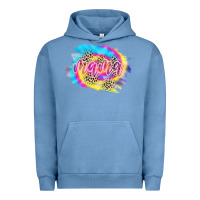 Pigment Pebble Blue Mama Tie dye Leopard Urban Hoodie - CowCowDesign