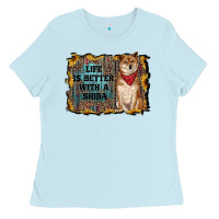 Baby Blue life is better with a shiba Ladies Tee - RanaPortraitStore