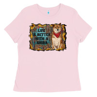 Bubblegum Pink life is better with a shiba Ladies Tee - RanaPortraitStore