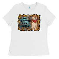White life is better with a shiba Ladies Tee - RanaPortraitStore