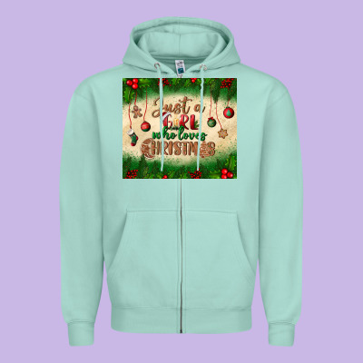 Just A Girl Who Loves Christmas Tumbler Zipper Hoodie Designed By Bundleandbundleshop