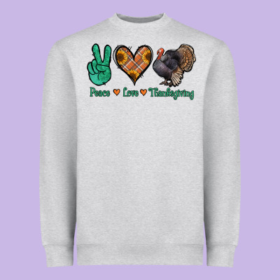 Peace Love Thanksgiving Heavyweight Sweatshirt Designed By Jasminsmagicworld