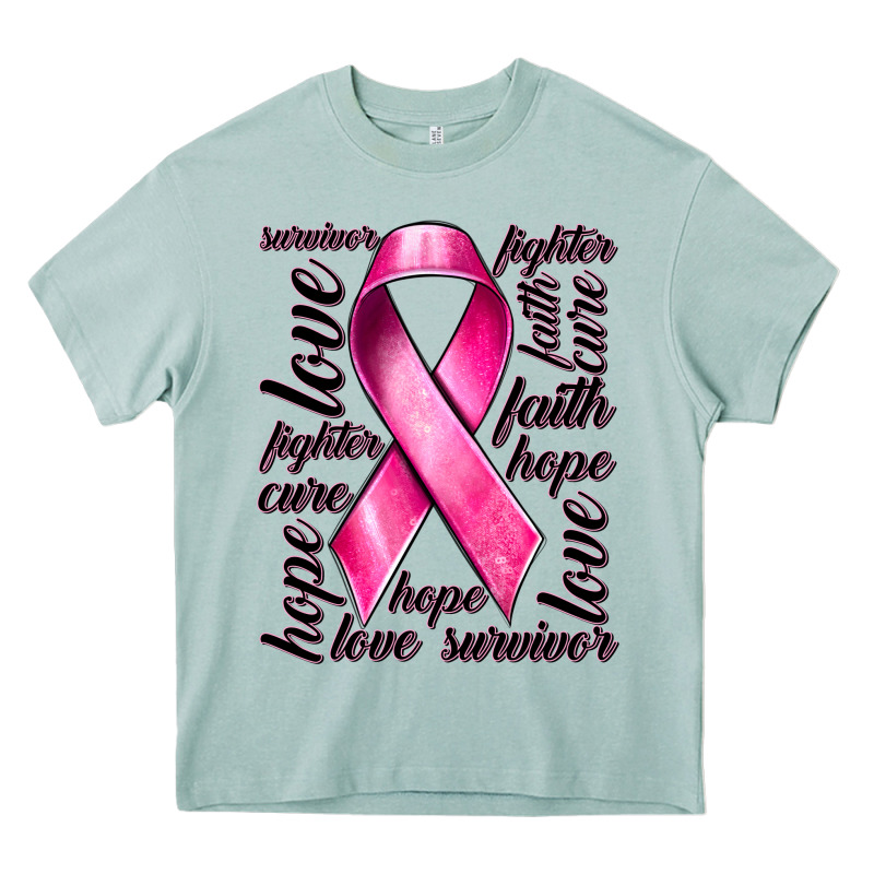 Breast Cancer Ribbon Hope Love Faith Heavy Core Tee by texasbilliewilder | Teevron