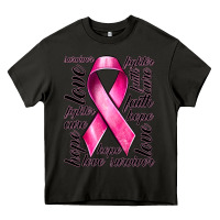 Asphalt Breast Cancer Ribbon Hope Love Faith Heavy Core Tee - texasbilliewilder