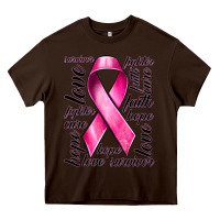 Chocolate Brown Breast Cancer Ribbon Hope Love Faith Heavy Core Tee - texasbilliewilder