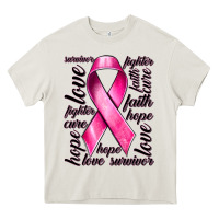 Cream Breast Cancer Ribbon Hope Love Faith Heavy Core Tee - texasbilliewilder