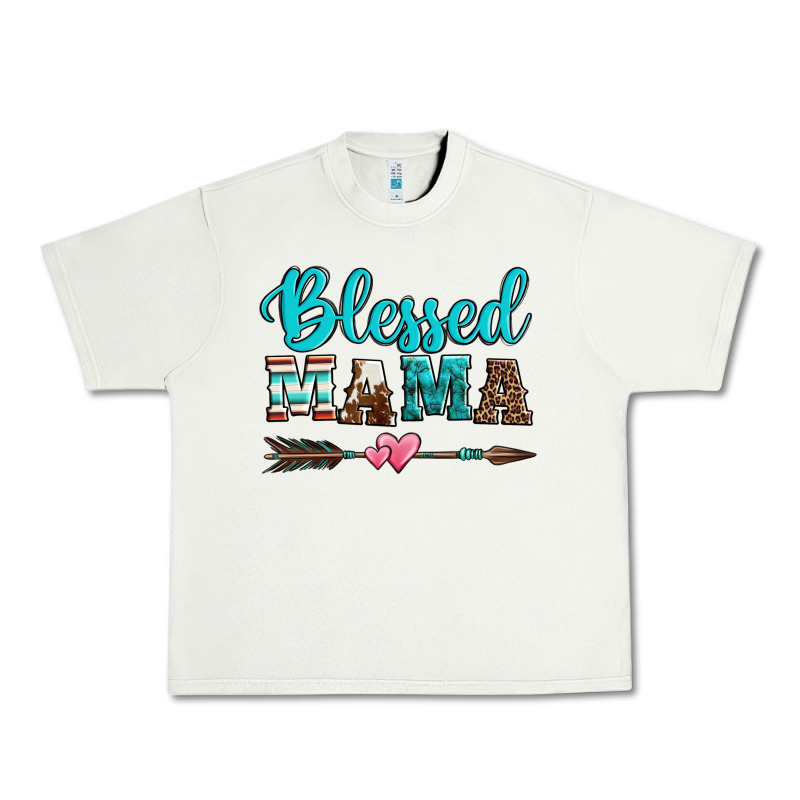 Blessed Mama Serape Cowhide Turquoise Urban Heavy Tee by Jasminsmagicworld | Teevron