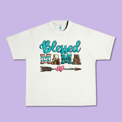 Blessed Mama Serape Cowhide Turquoise Urban Heavy Tee Designed By Jasminsmagicworld