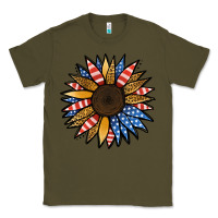Army Green Patriotic Sunflower Classic Tee - Jasminsmagicworld
