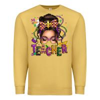 Antique Gold mardi gras teacher caucasian messy bun Premium Sweatshirt - texasbilliewilder