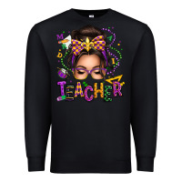 Black mardi gras teacher caucasian messy bun Premium Sweatshirt - texasbilliewilder