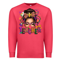 Cardinal mardi gras teacher caucasian messy bun Premium Sweatshirt - texasbilliewilder