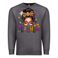 Charcoal Heather mardi gras teacher caucasian messy bun Premium Sweatshirt - texasbilliewilder