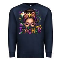 Navy mardi gras teacher caucasian messy bun Premium Sweatshirt - texasbilliewilder