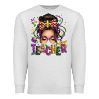 Oatmeal Heather mardi gras teacher caucasian messy bun Premium Sweatshirt - texasbilliewilder