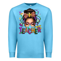 Ocean Blue mardi gras teacher caucasian messy bun Premium Sweatshirt - texasbilliewilder