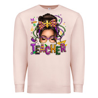 Pale Pink mardi gras teacher caucasian messy bun Premium Sweatshirt - texasbilliewilder