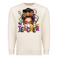 Sandshell mardi gras teacher caucasian messy bun Premium Sweatshirt - texasbilliewilder