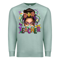 Seafoam mardi gras teacher caucasian messy bun Premium Sweatshirt - texasbilliewilder
