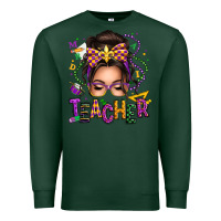 Sports Green mardi gras teacher caucasian messy bun Premium Sweatshirt - texasbilliewilder