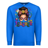 True Royal mardi gras teacher caucasian messy bun Premium Sweatshirt - texasbilliewilder